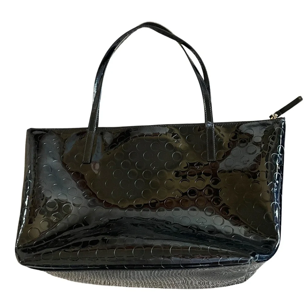 KATE SPADE New York Yaletown Sophie Black Patent Ace of Spades Zip-Top Tote Bag